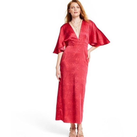 Fe Noel Dresses & Skirts - Fe Noel x Target Flutter Sleeve Satin Dress Size 10